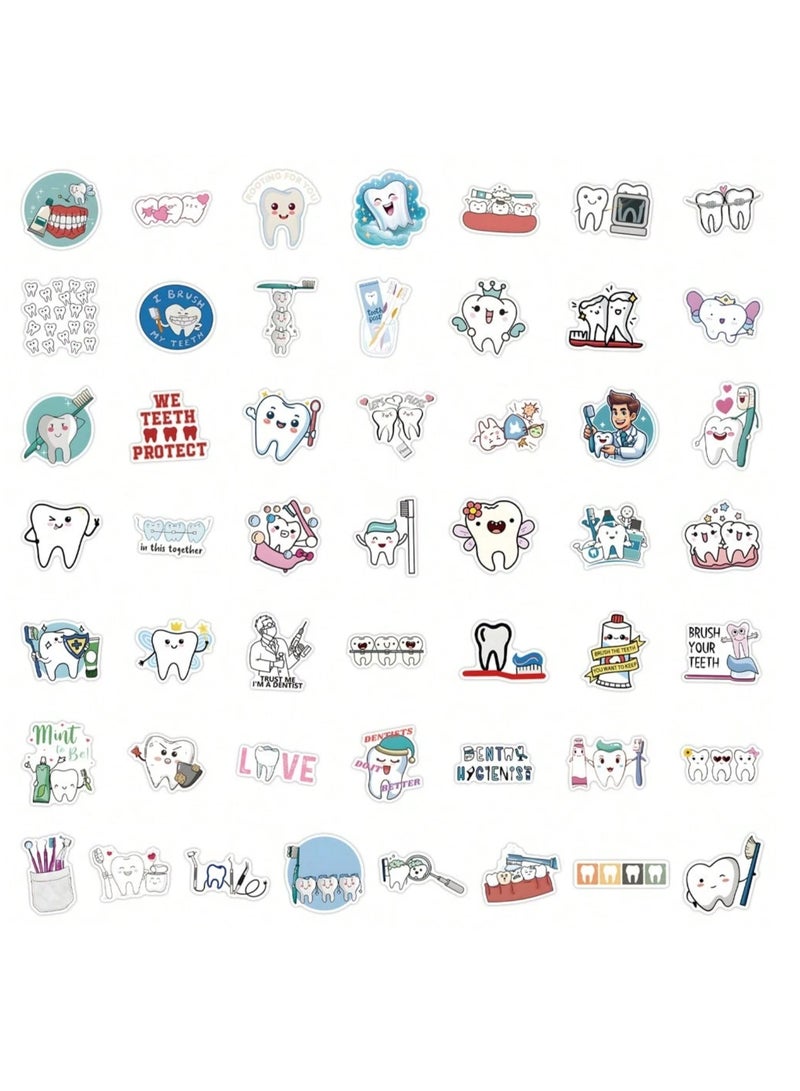 50 قطعة ملصقات الأسنان اللطيفة والمضحكة، ستيكرات فينيل فينتاج، مقاومة للماء، زينة كرتونية للأطفال والمراهقين، هدايا طبيب الأسنان، ملصقات لابتوب، زينة زجاجات المياه، ستيكرات هيدرو فلاسك، ديكور خوذة الدراجة، ملصقات حقائب السفر، لوازم تنسيق ألبوم الصور، أدوات مكتبية وفنية، ملصقات هاتف، ستيكرات طبية تعليمية، هدايا تحفيزية للطلاب، ديكور سكرابوكينغ، فينيل لاصق عالي الجودة، ملصقات مقاومة للرطوبة والشمس، مجموعة ملصقات فنية متنوعة. - Image 3